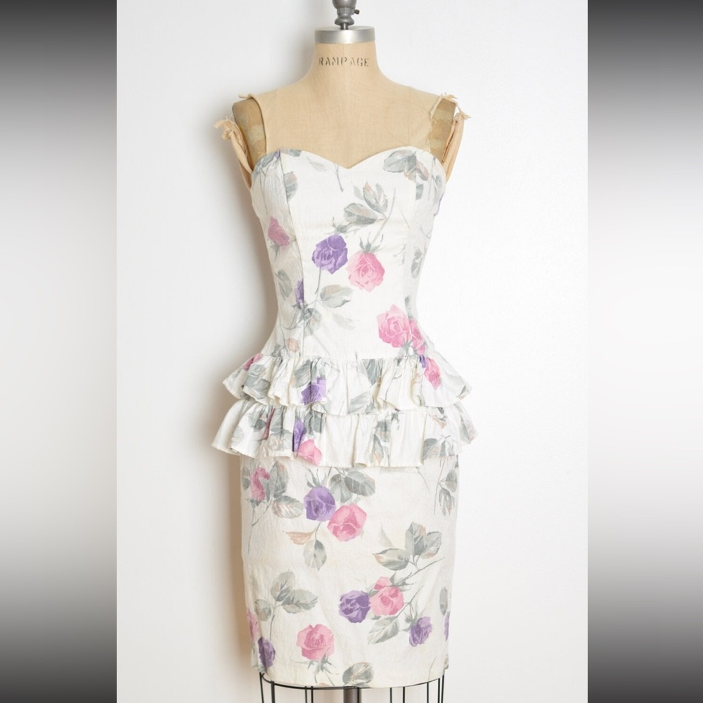 Vintage Strapless Sexy Floral Dress